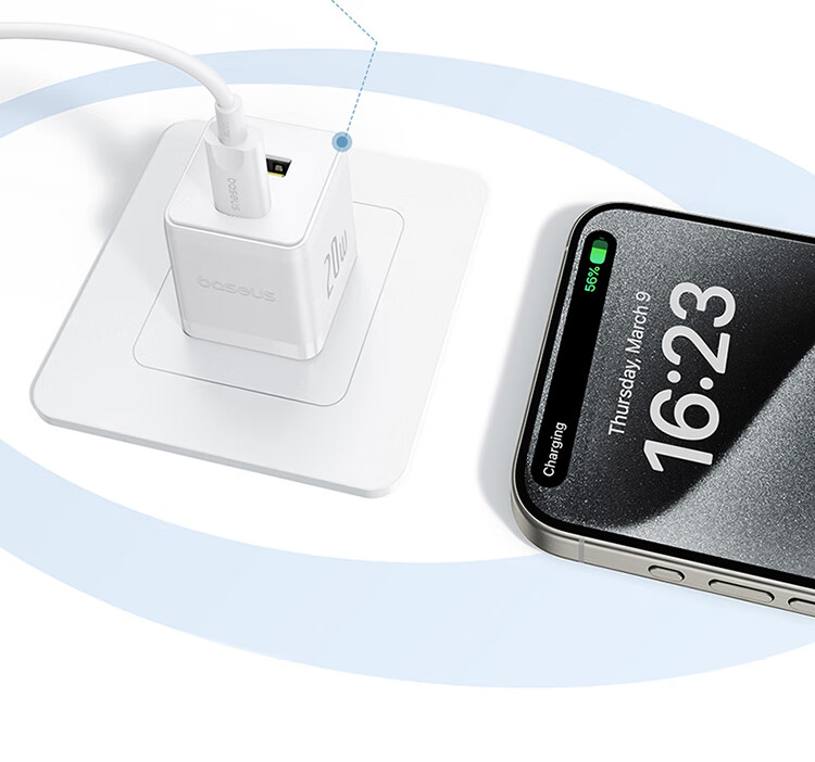 Baseus Apple Charger iPhone 15/14 PD 20W Multi-Port Fast Charger USB/Type-C Adapter Compatible with iPad/13 Pro Max Huawei Xiaomi Phones Tablets 5