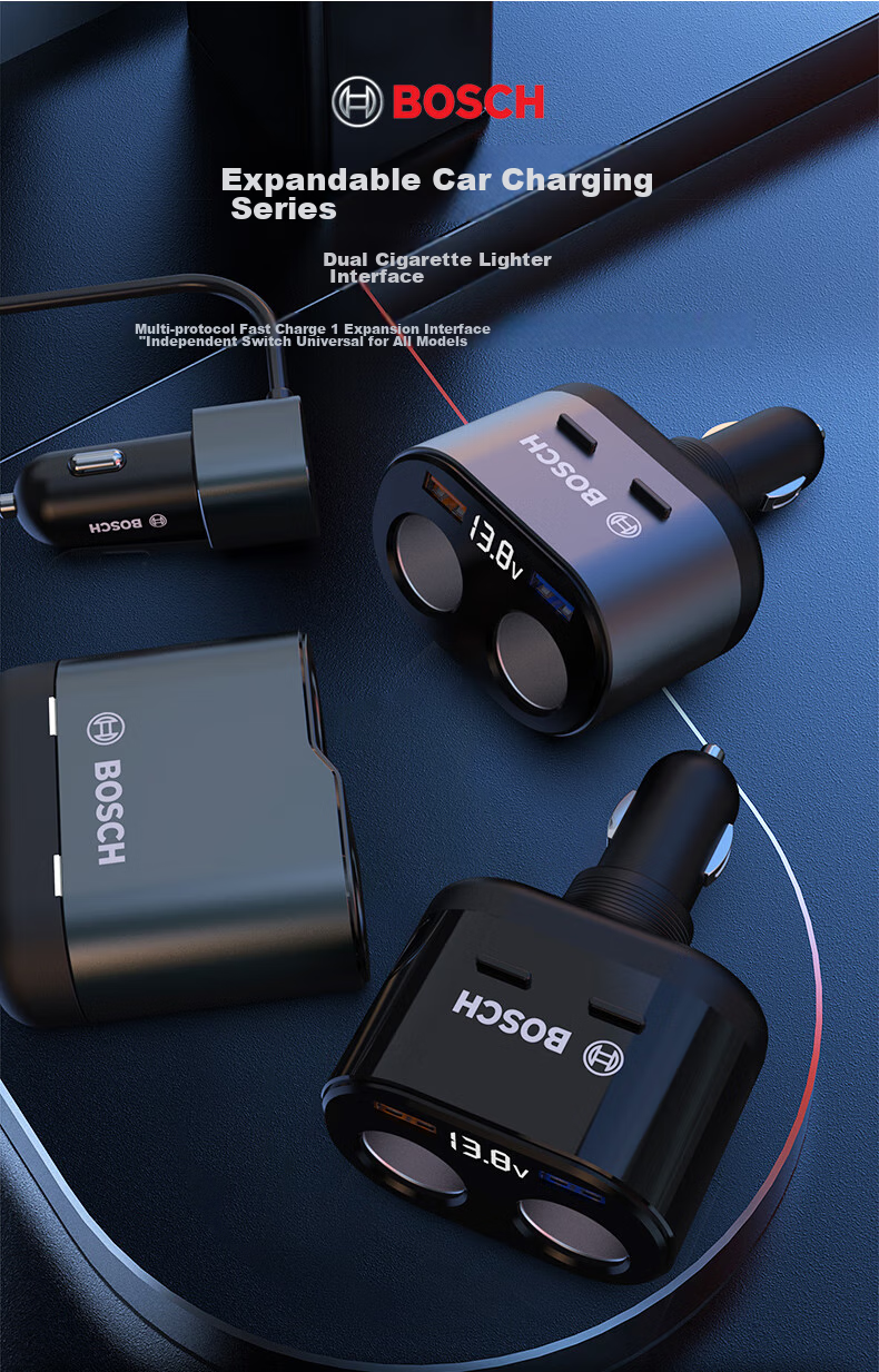 BOSCH PS700 Car Charger, Multi-Functional Car Cigarette Lighter Adapter, USB Car Charger with Fast Charging Functio 2