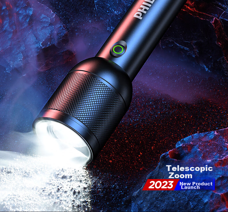 PHILIPS Flashlight, High Brightness, Long-Range, Long Battery Life, Camping Light, Ultra-Bright, Zoomable, Laser, Rechargeable, Portable, Emergency, SFL8168 2