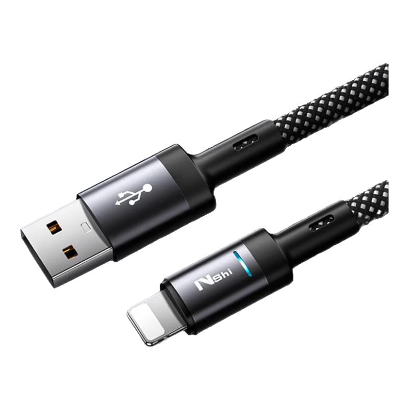 Nengshi Apple Charging Cable, IPhone 14 Data Cable, USB Fast Charging Smart Power-Off Cable, Suitable for 13 Pro Max/12 Plus/11 XS Phones, Charging Cable 1 Meter Black