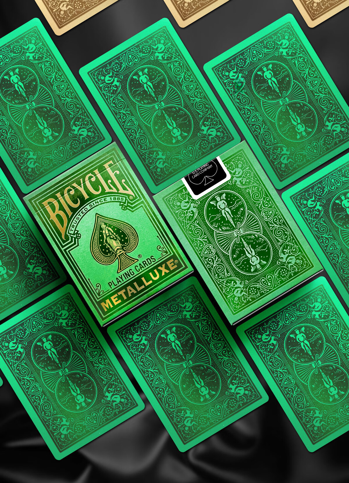 BICYCLE Playing Cards, High-End Luxury Gold-Stamped Cards, Ni Jin Series, Fairy Green, 1 Deck 9