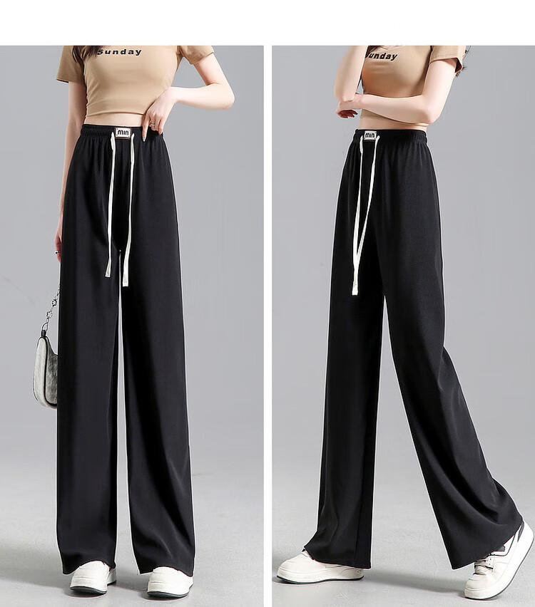 Dme [Refined Light Urban Draping Pants] Spring And Autumn Lightweight Elastic Waist Long Pants for Women, Casual Trousers 14