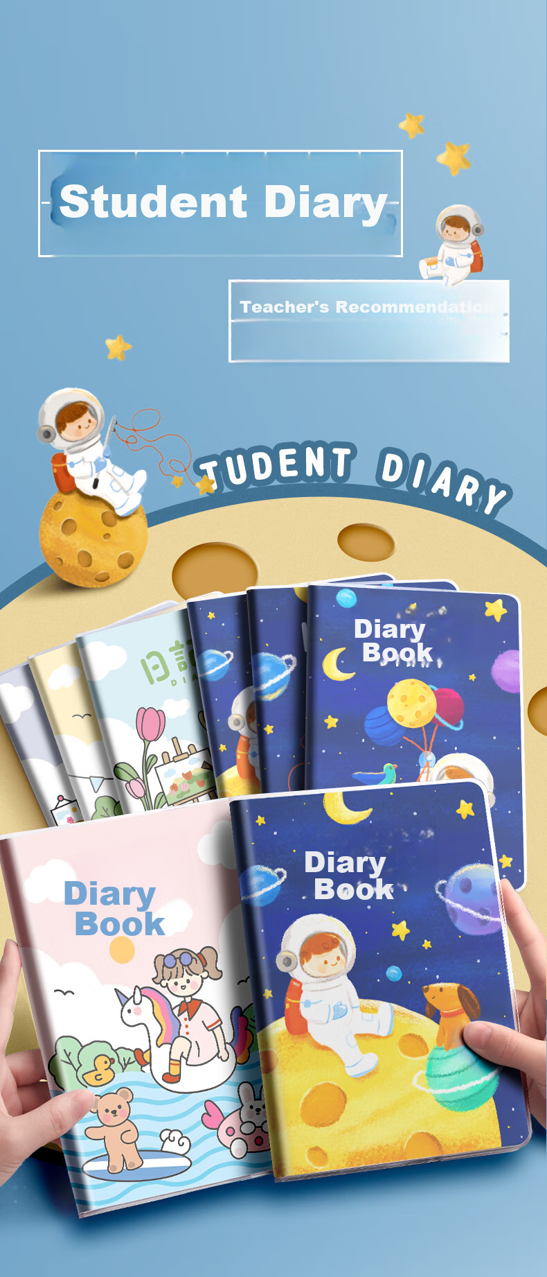 Jinzhi 4 Honda Grid Diary/Space Adventure Elementary School Student Glue-Bound Children's Notebook Writing Book First Grade Second Grade Third Grade Weekly Journal Notebook Elementary School Chinese Language Notebook 1