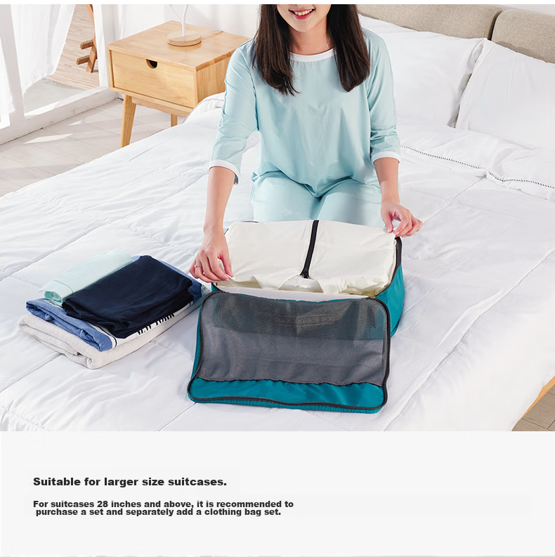 M Square Travel Storage Bag, Clothes Organizer, Portable Luggage Bag for Trips, Lake Blue, M*2 6