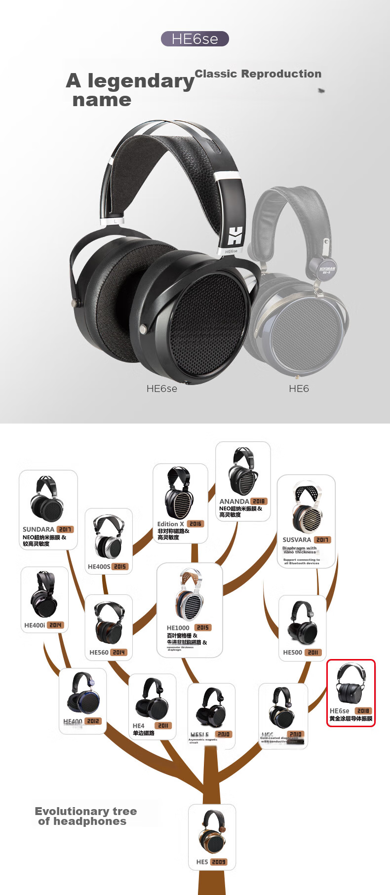 HIFIMAN HE6se Planar Driver Headphones, Music HIFI Earphones 2
