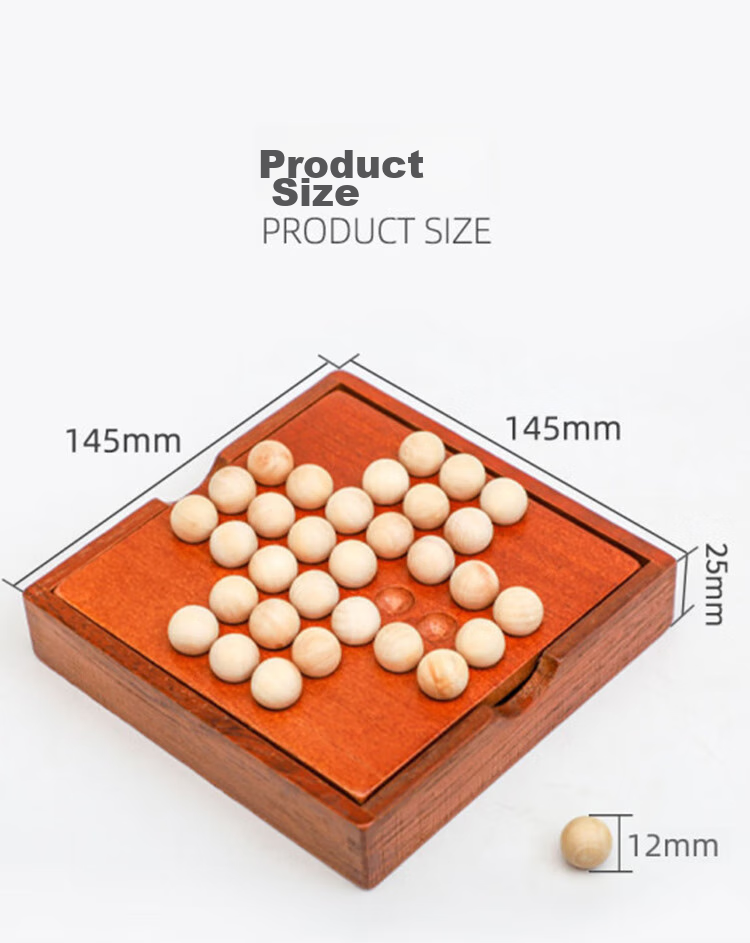Zihu Single-Player Noble Chess, Independent Diamond Chess, Single-Player Board Game, Children's Wooden Toy, Classical Kong Ming Chess 8