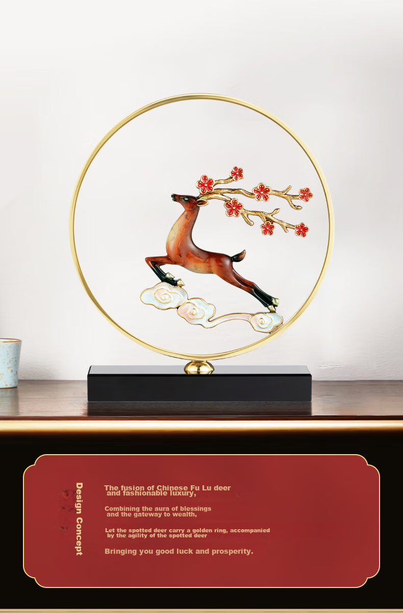 Nuoshiman Copper Deer Ornament, Office Desk Decoration, Living Room Wine Cabinet Decor, Housewarming Gift, Moving-In Present, Business Opening Gift, Military Retirement Souvenir 2