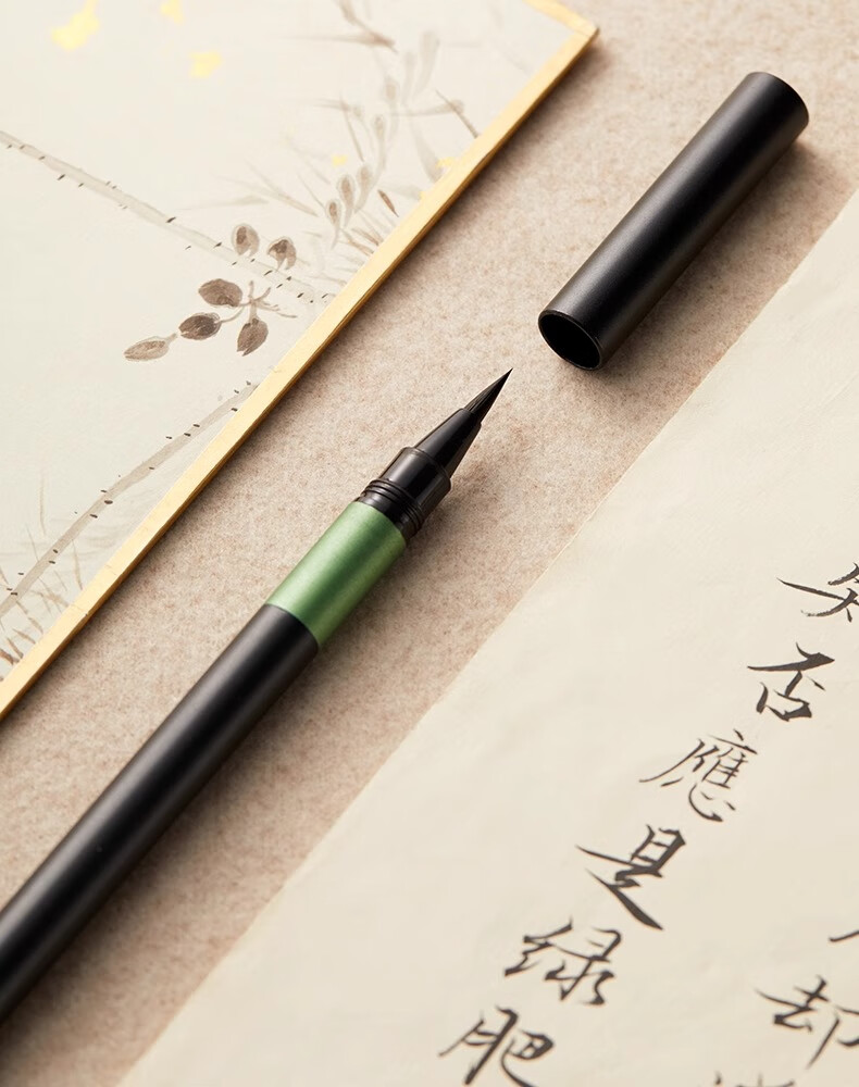 Liupintang [Mid-Autumn Festival Gift] Fountain Pen-Style Calligraphy Brush Professional Wolf Hair Soft Brush Small Regular Script Brush for Beginners Running Script Water-Style Practice Set Scientific Calligraphy Brush Ink Cartridge 6