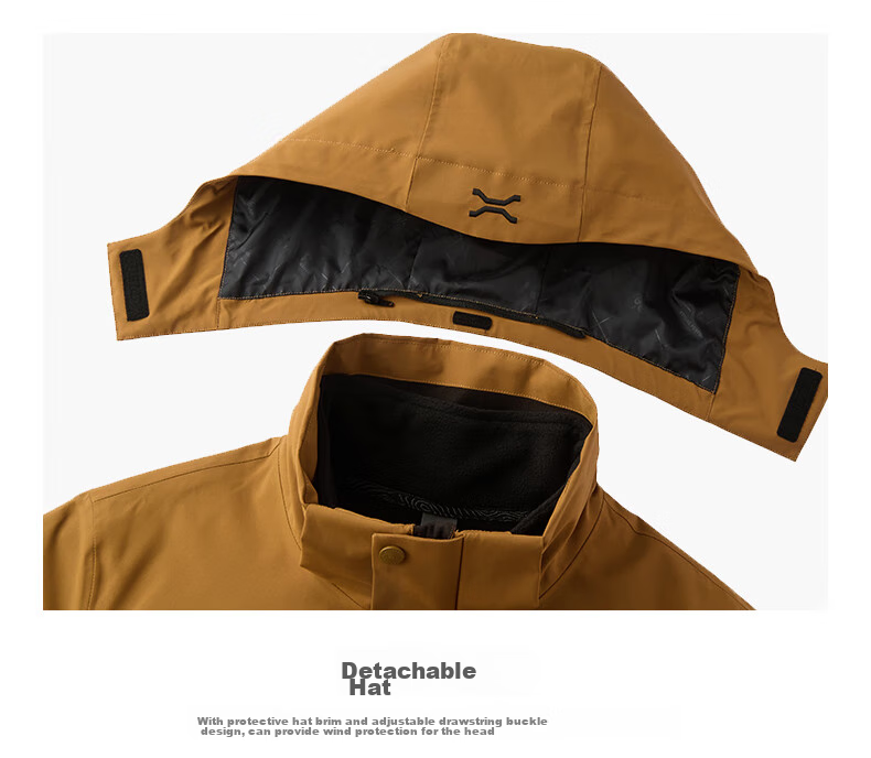 Jeep Men's Three-In Jacket, Outdoor Windproof And Waterproof, Detachable Fleece, Mountaineering Coat, 081 Brand, Black, Size M 29