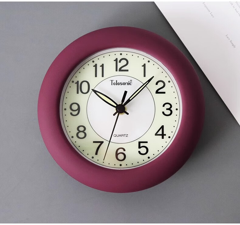 Telesonic 17cm Quartz Wall and Desk Clock, Creative Minimalist Luminous Bathroom and Living Room Clock 9