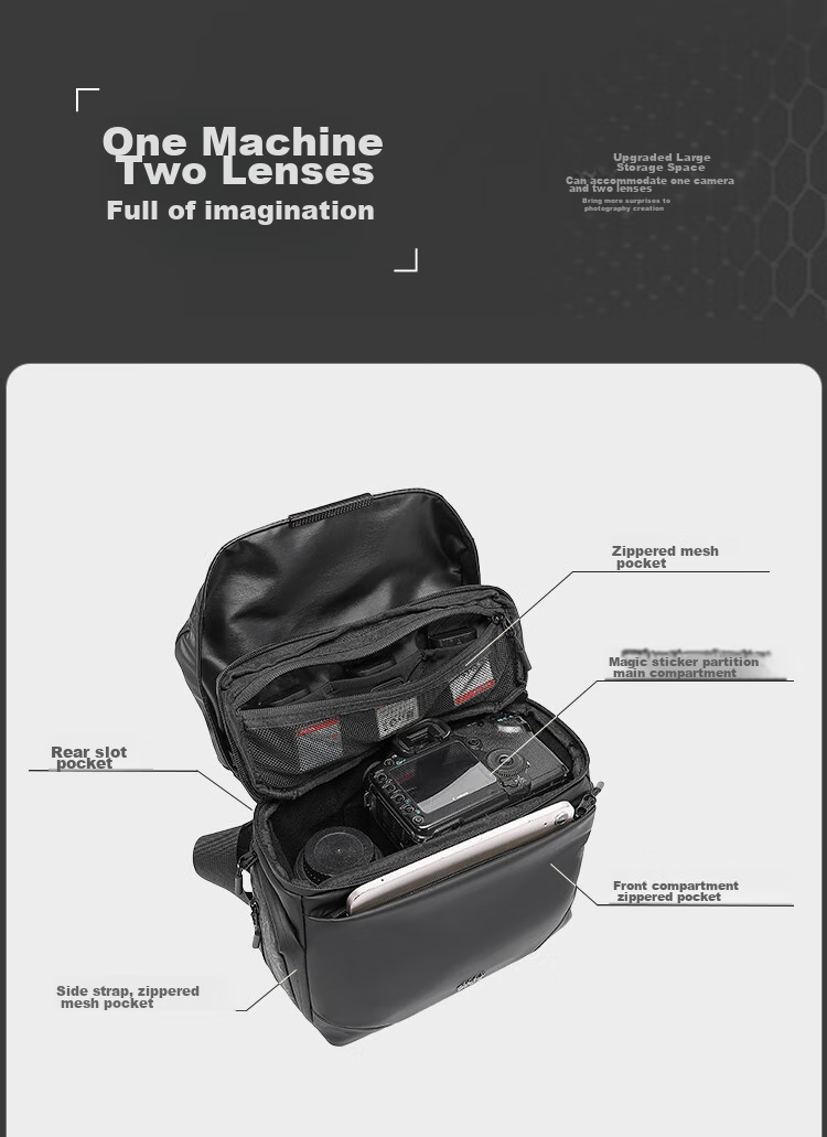GYXX DSLR Camera Bag for Men And Women, Shoulder Crossbody Photography Bag, New Trendy Brand, Portable Camera Storage Bag, Water-Resistant 12