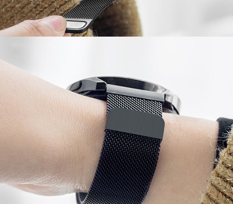 ESCASE Milanese Loop Magnetic Replacement Strap for Xiaomi Watch S4/S3/S2/S1/S1Pro 46/47mm Black Sport Band 2