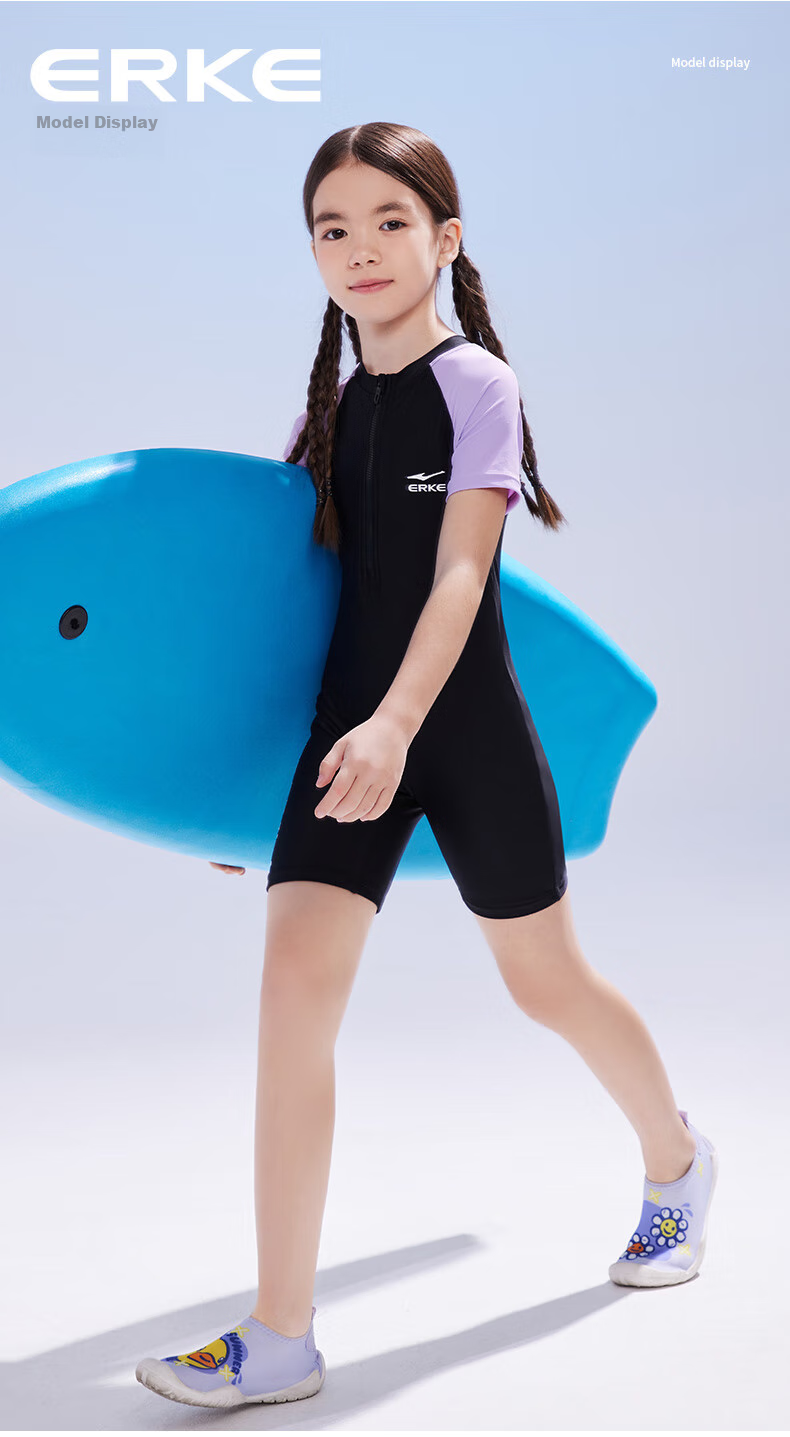 ERKE Children's Swimsuit One-Piece Square-Leg Professional Training Swimwear for Girls, Suitable for Water Play, Beach Vacation, Hot Springs And Swimming 8