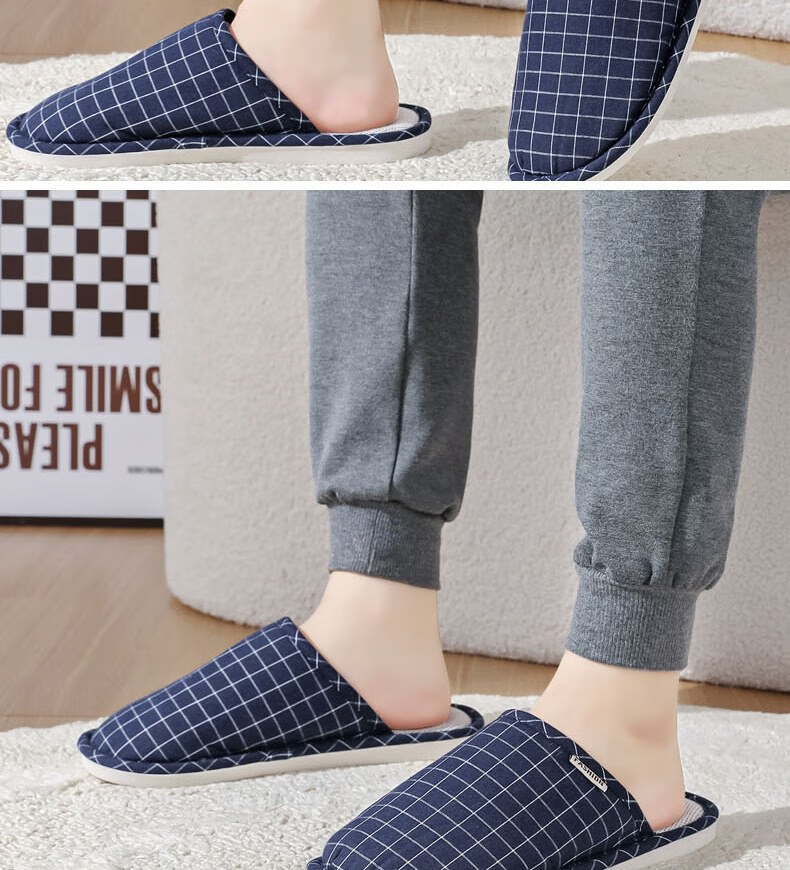 Huameijianbu Versatile Thick-Soled Couple Cotton Slippers for Indoor And Outdoor Use, Fleece-Lined Warm Cotton Slippers HM2258 Brown Size 44-45 30