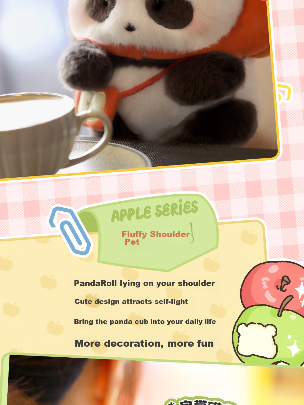 52TOYS Panda Roll Plush Bear Stuffed Animal Toy, Shoulder Pet Accessory, Mid-Autumn Festival Gift 6