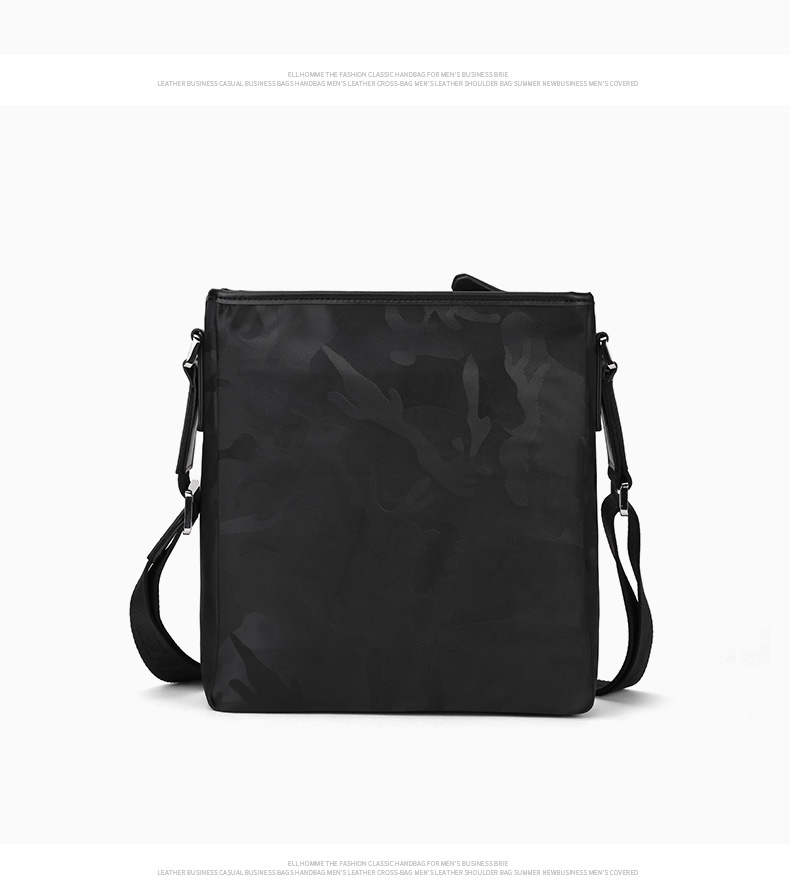 ELLE HOMM Men's Business Shoulder Crossbody Bag, Fashionable Multifunctional Vertical Camouflage Canvas Men's Bag 335340 Black Birthday Gift for Boyfriend 8