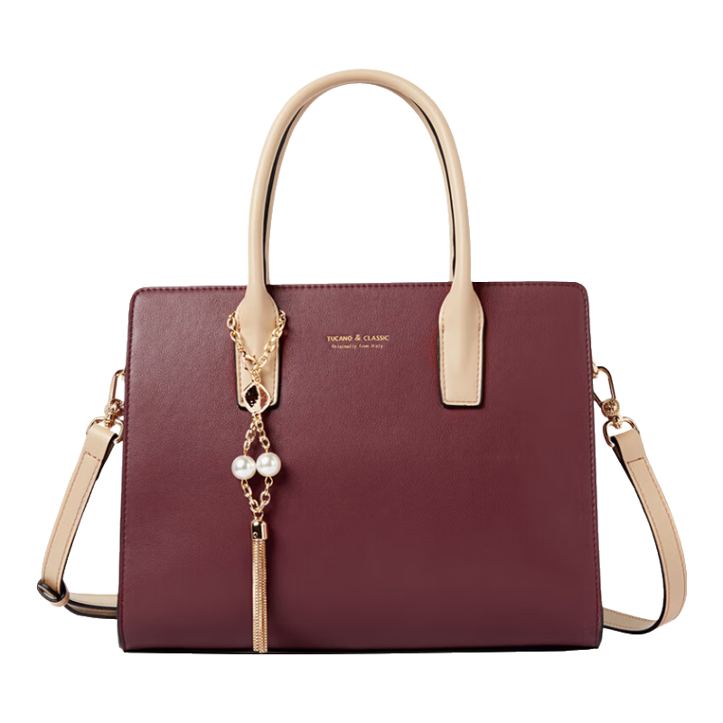 TUCANO Women's Handbag, 2026 New Cowhide Leather Tote Bag, Light Luxury Kelly Bag, Ladies' Shoulder Crossbody Bag, Birthday 520 Gift