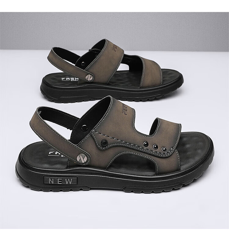 CARTELO Leather Sandals for Men, Summer 2026 Breathable Beach Shoes, Dual-Use Men's Outdoor Slippers, Perforated Sandals 18