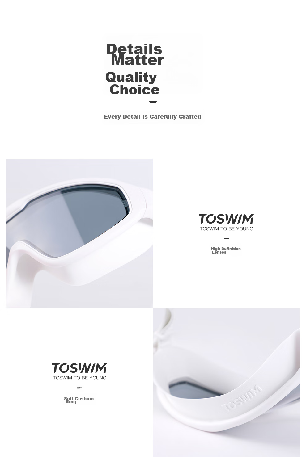 TOSWIM Swimming Goggles for Women And Men, Large Frame Waterproof Swim Glasses, High-Definition Anti-Fog Protective Swimming Eyewear, Beiji Shuiyu 8