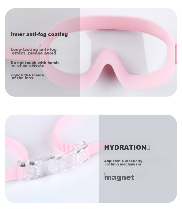 Li-Ning Children's Swimming Goggles, High-Definition Anti-Fog Waterproof Large Frame Swimming Diving Glasses for Boys And Girls, Swimming Equipment LSJP319-1 Black And Red 12