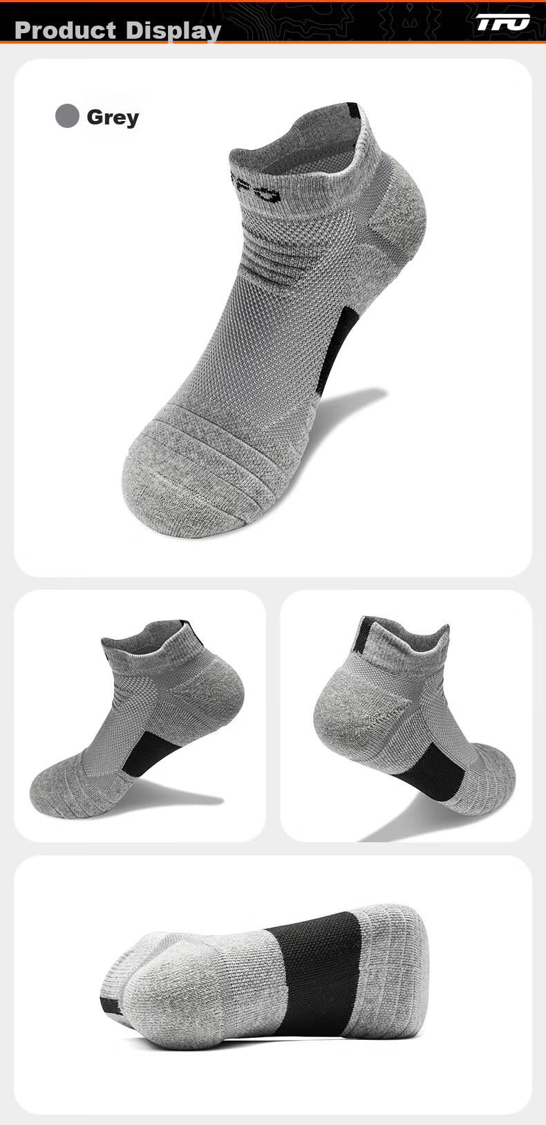 TFO Competition-Grade Outdoor Socks, Sports Socks Breathable Wear-Resistant Running Hiking Socks 2222104 Men's Black 10