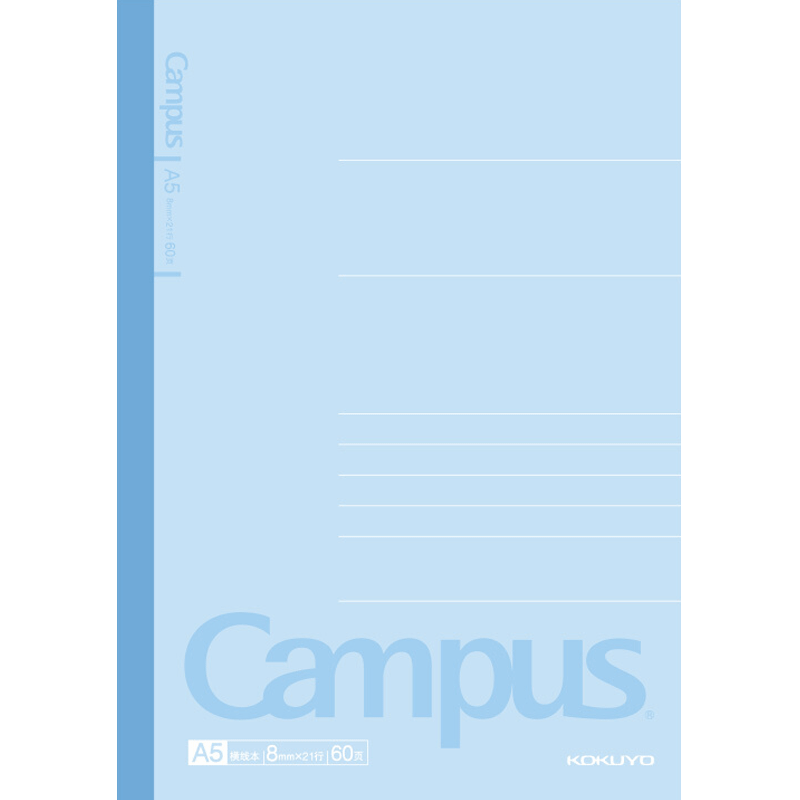 KOKUYO Wireless Binding Campus Notebook Classic New Series, 8mm Ruled, A5/80 Sheets/book, 4 Books Blue, WCN-CNB3810N
