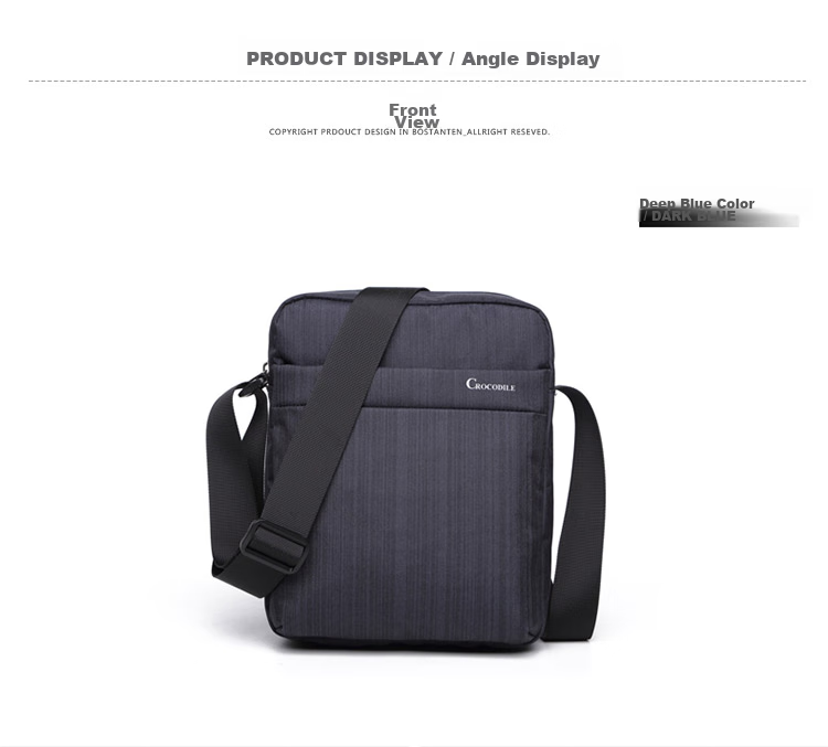CROCODILE Men's Fabric Bag, Sports Casual Shoulder Bag, Simple Trendy Crossbody Vertical Style Bag, Gift B2002, Royal Blue 13