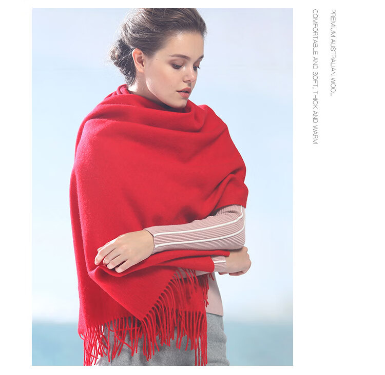 Hengyuanxiang 100% Pure Wool Office Air Conditioning Shawl for Women, Autumn Scarf, New Style Birthday National Day Gift for Elders 5