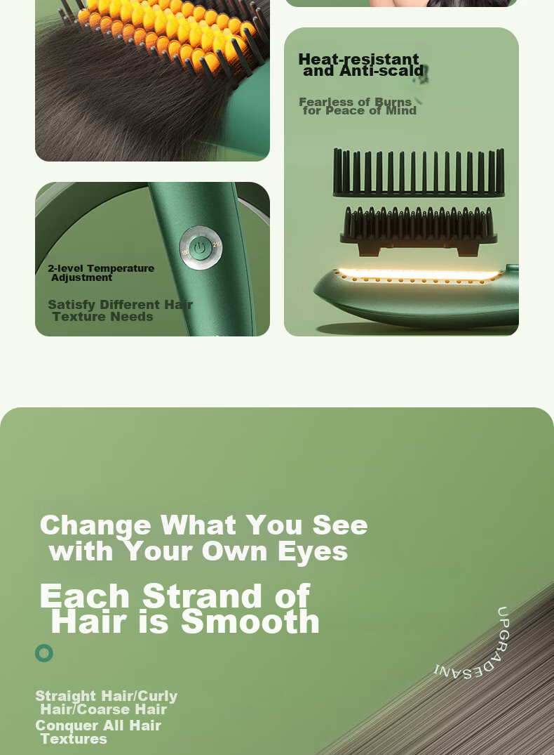 AUX Negative Ion Straightening And Curling Brush, Dual-Purpose Styling Comb for Straightening And Curling, Hair Volumizing Lazy Tool, HS-8006 Gift 7