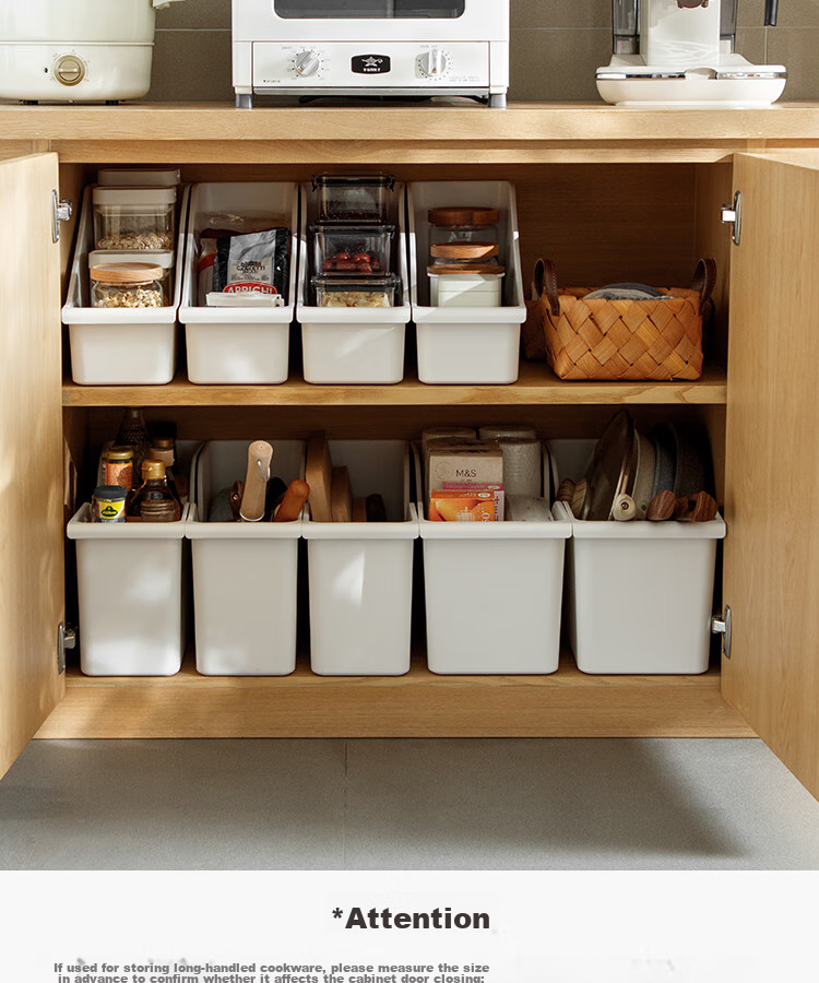 Lanjiaoluo Storage Box, Kitchen Organizer with Wheels, Cabinet Clutter Storage Basket, Under-Sink Storage Container, Slanted Opening Desig 8