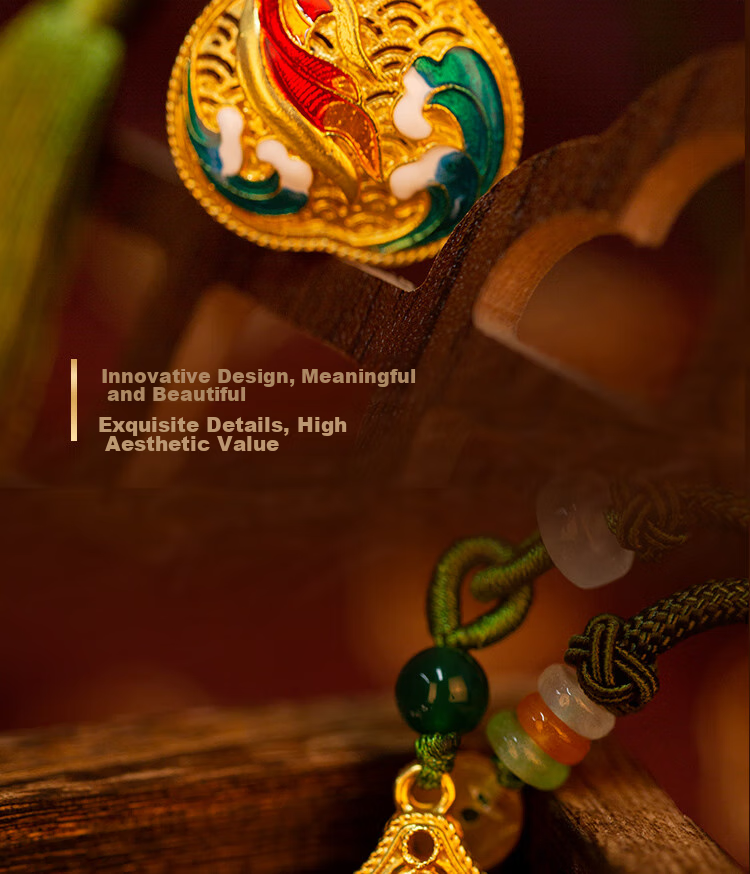 SINO-FOREIGN ENAMEL GALLERY "Good Luck" Hanging Ornament, Car Key Pendant, Small Accessories for Backpacks And Gourds, New Year Gift 2