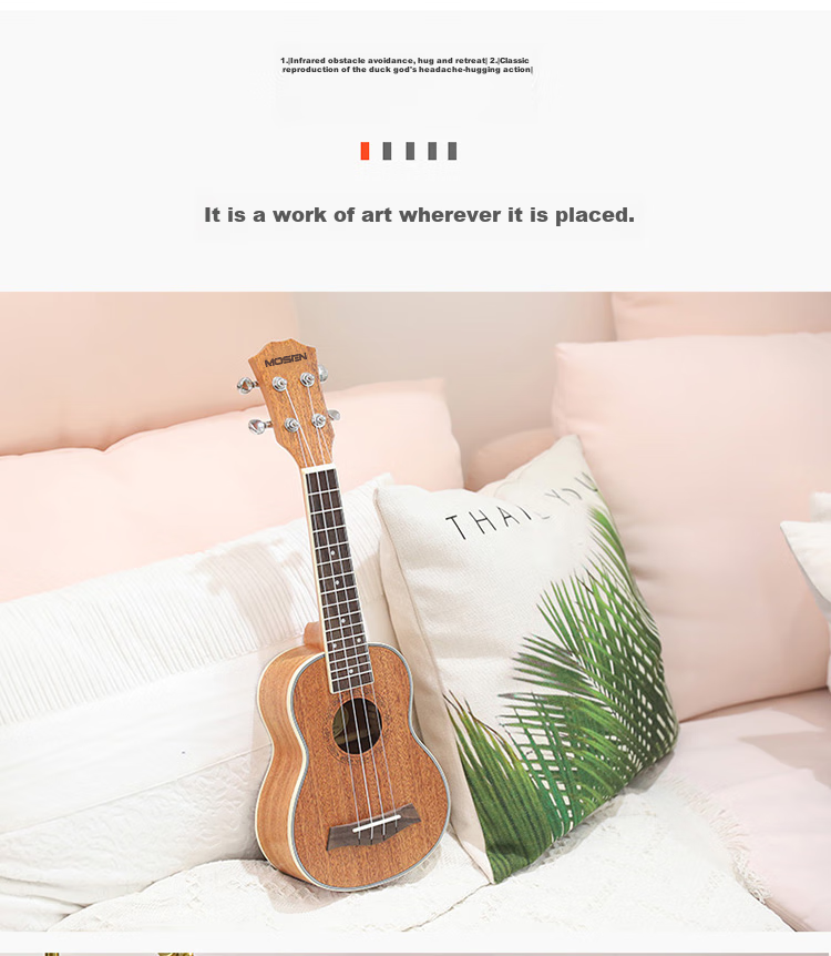 MOSEN MUS800 Ukulele, Classic All-Peach Wood Mini Guitar, 21 Inches 16