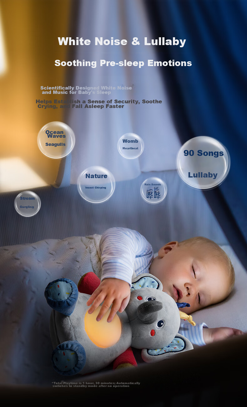 Beienshi Baby Toys, Newborn Toys for 0-6 Months, Sleep Aid, Sound And Light Soothing Doll - Beileike Xiang WW03 4