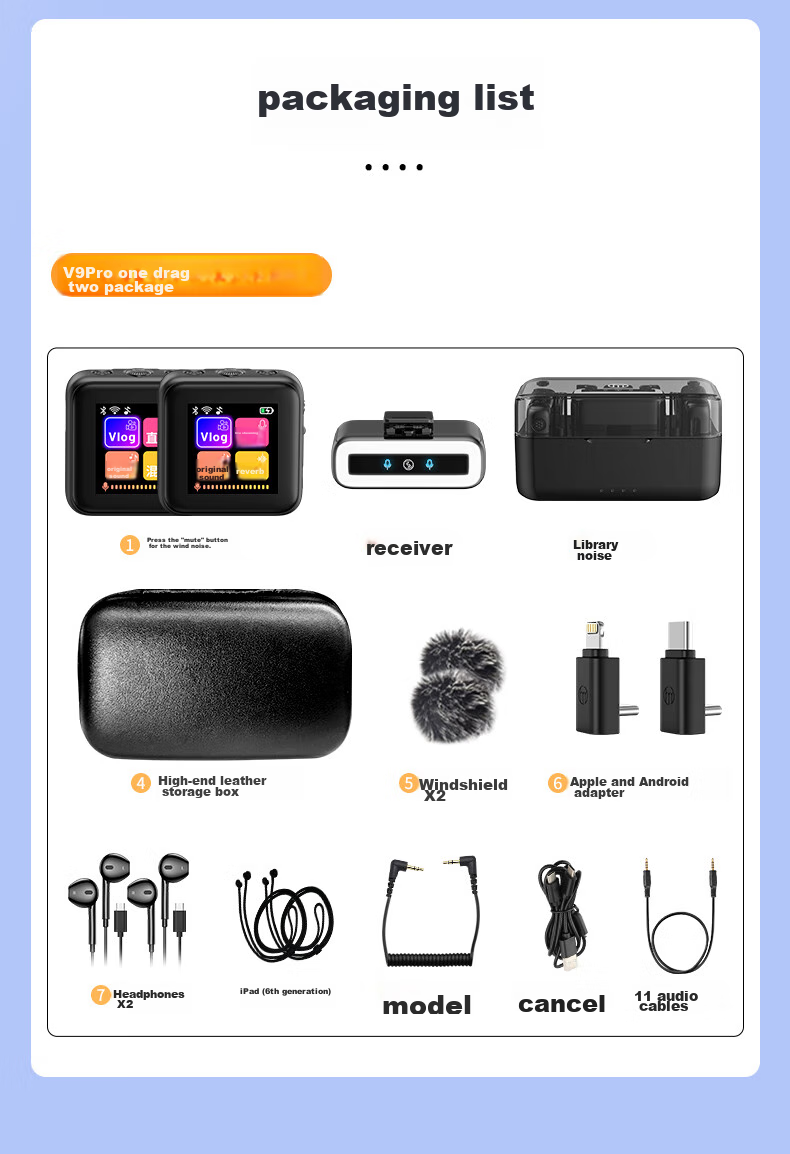 Haomuren Wireless Microphone Clip-On Mic, Dual-Channel Audio Recorder, TikTok Live Streaming Sound Card, Live Recording Equipment, Singing Noise Reduction Video Interview Microphone for Mobile Phone Camera And Computer 29