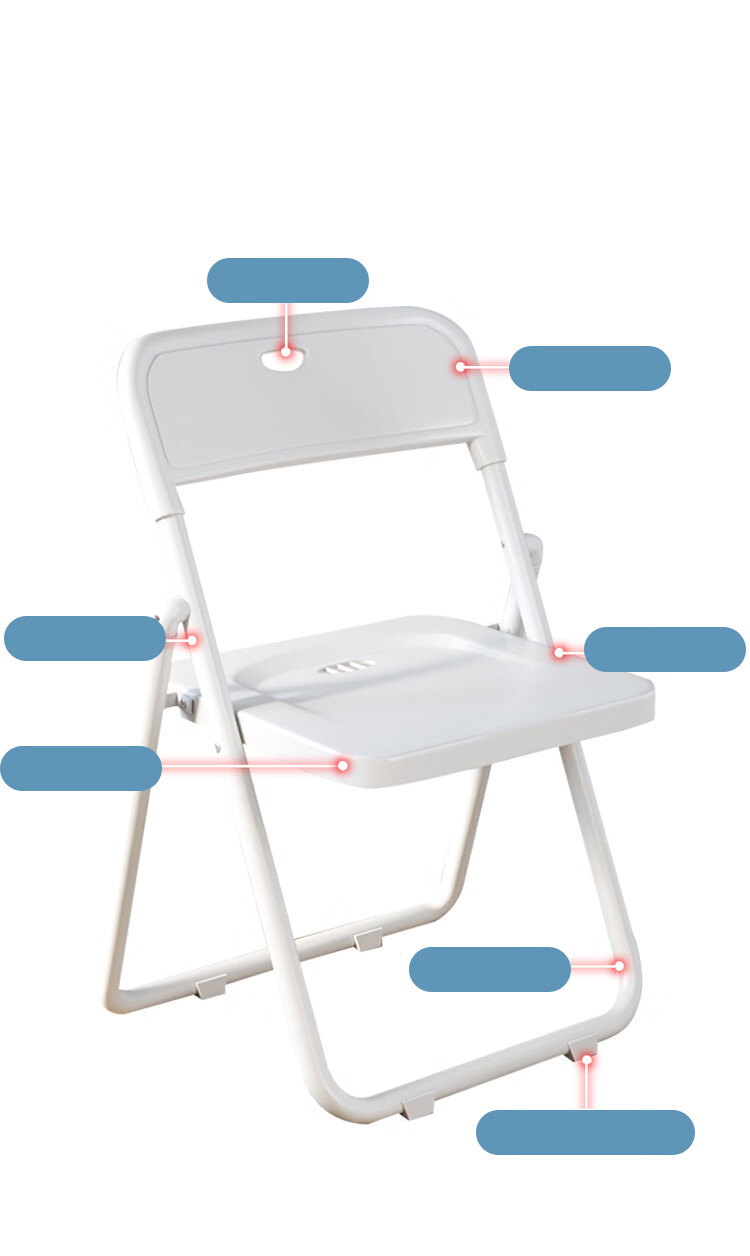 XINGKAI Folding Chair, Stool, Office Chair with Backrest, Computer Chair, Conference Chair, Dormitory Chair, Model 3017, All White 21