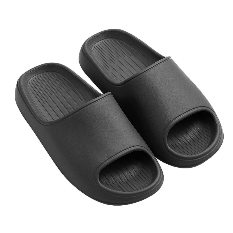 GUOLUOFEI Plus Size Cushioned EVA Slippers for Women Summer Shower Thick Sole Men's Black Size 50-51