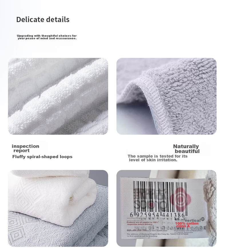Grace Pure Cotton Antibacterial Towel And Bath Towel Set of Three, Wind-Proof Style Comfortable Towels Gift Box Set, White + Gray Sports 11