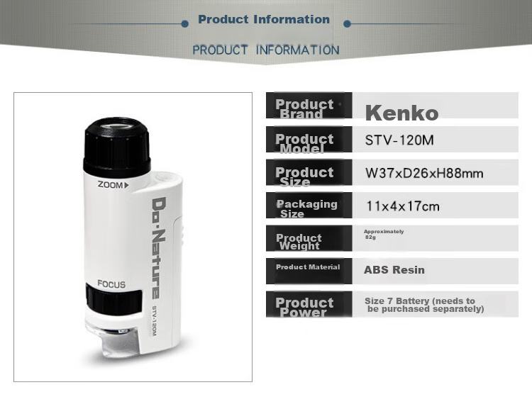 KENKO STV-120M Children's Microscope, Portable Handheld High Magnification High Definition Darwin LED Light for Students 5