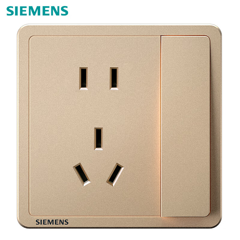 Розетка SIEMENS, 5 гнезд, одноклавишный выключатель, Zhi Dian Rior Gold 5UB14243NC032P