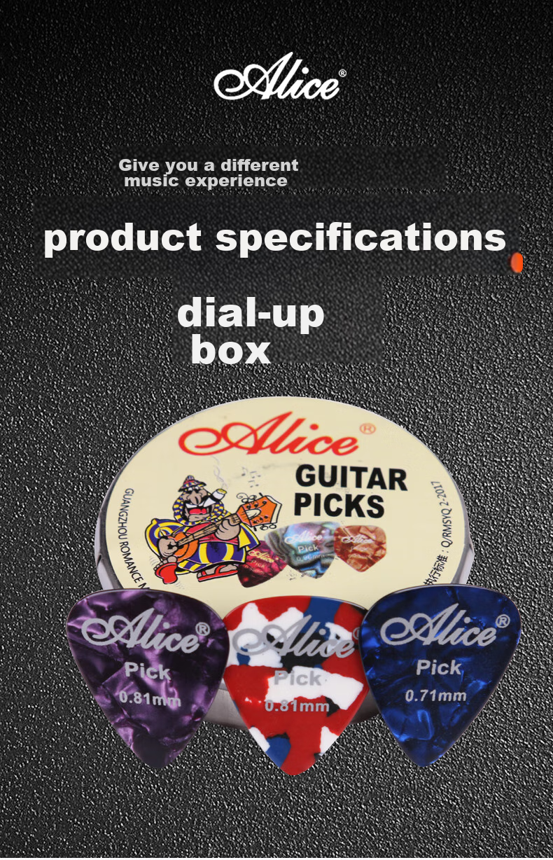 Alice Guitar Picks 0.71 0.81 0.96mm 2pcs Each + Pick Holder Guitar Accessories 3