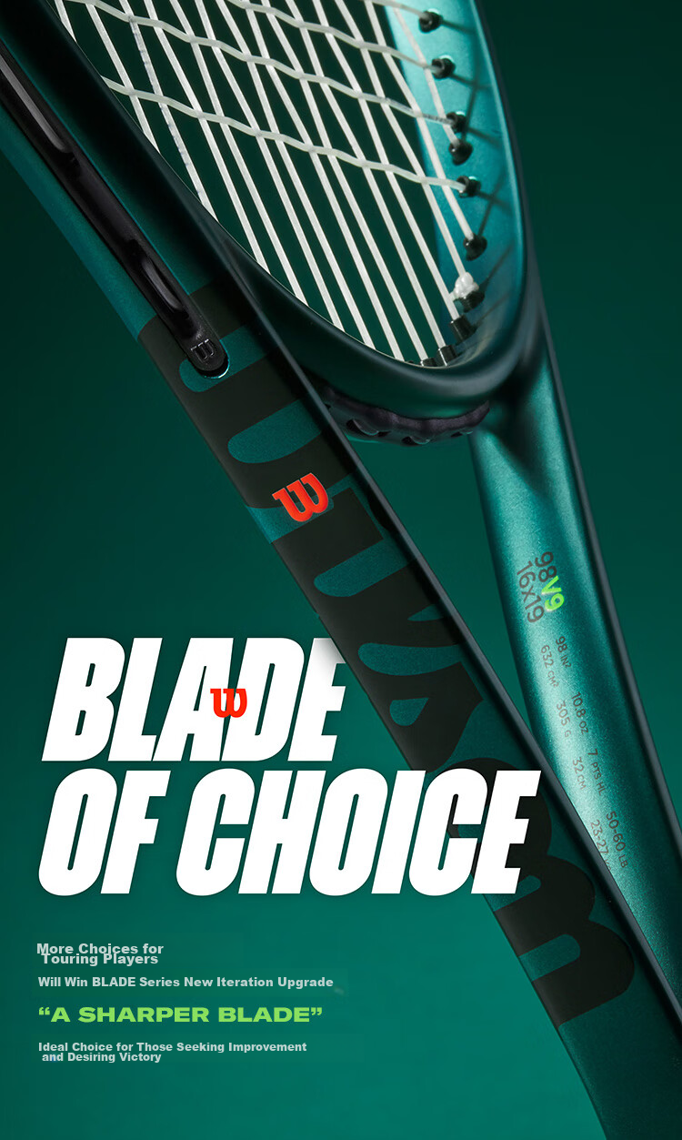 Wilson BLADE 100L V9 Full Carbon Professional Racket, Same Model As Australian Open Champion Sabalenka 1