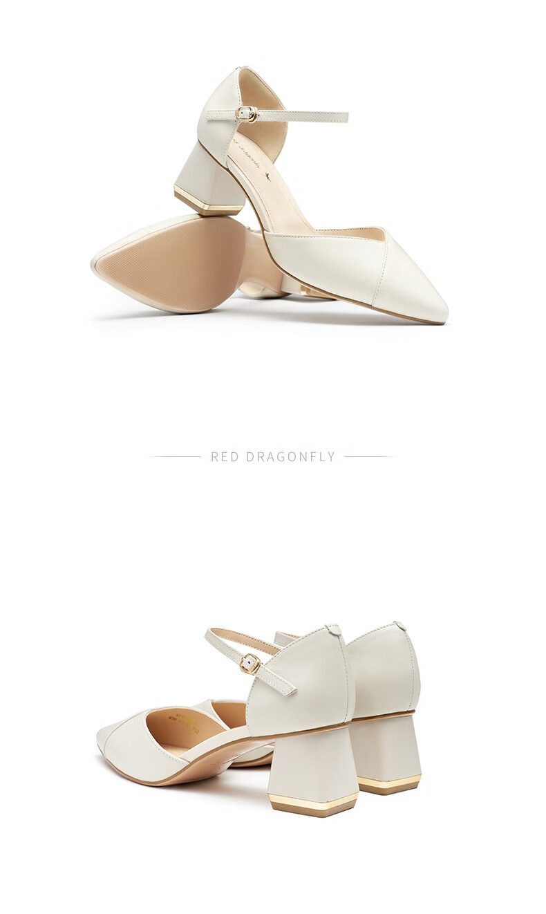 RED DRAGONFLY Pointed High Heels, Shallow Mouth Single-Strap Slingback Women's Shoes, Comfortable Pumps WFV23241 Beige 39 7