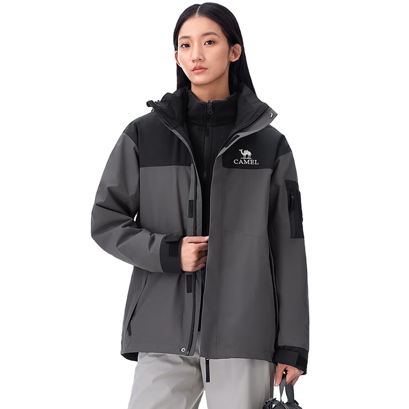 CAMEL Outdoor Hardshell Jacket AK80 Three-In Waterproof Mountaineering Coat for Men And Women, Tibet Travel Outerwear A34CATR808