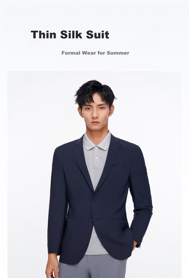 Goldlion Spring Summer Men's Suit Stretch Easy-Care Lightweight Breathable Business Casual Single Blazer Black-99 56 1