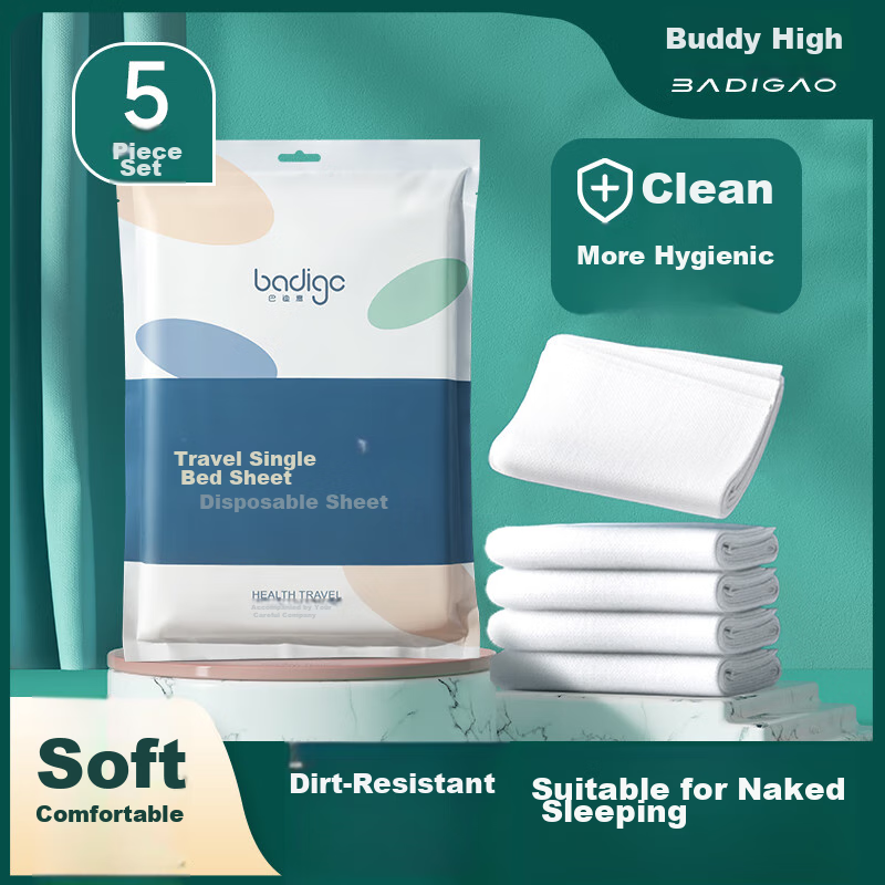 BADIGAO Disposable Bed Sheet, Duvet Cover, Pillowcase And Quilt Set - Essential Travel Accessories for Hotels And Single Beds