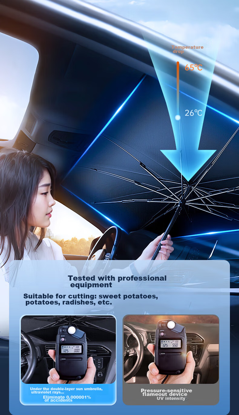 Zhunhang Car Sunshade, Heat Insulation Umbrella, Windshield Cover, Sunshade for Car Interior, Sun Protection Device 11