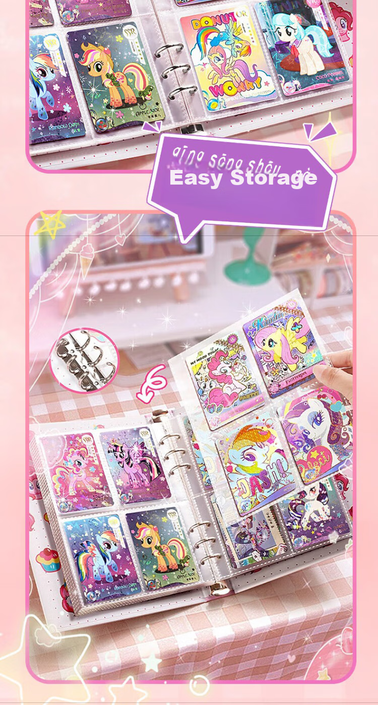 Jiamo Album, My Little Pony Hardcover Loose-Leaf Card Storage Book, Xiaohongshu Style, High-Quality Ins Niche Student Gift, 20 Double-Sided Pages, Yuanxiao Gift, Back-To Seaso 3