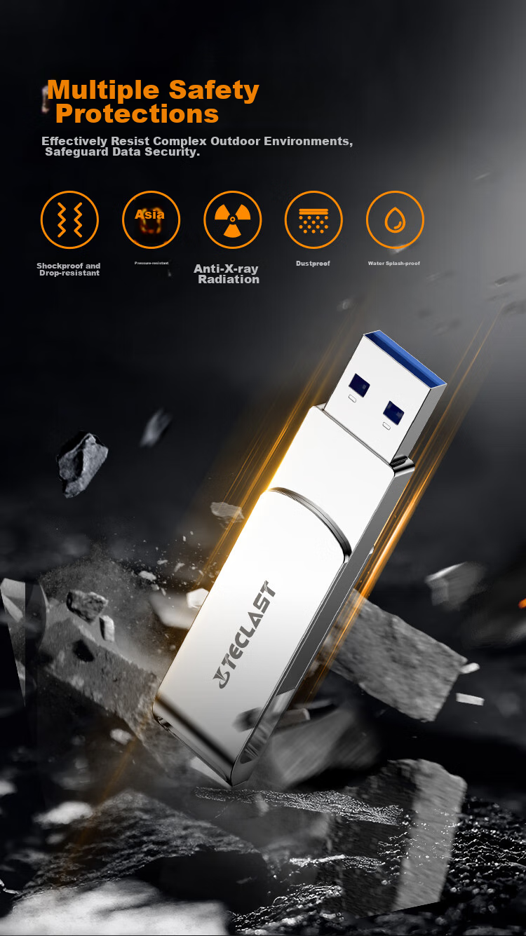 TECLAST 64GB Type-C Dual Interface Flash Drive, USB3.2 High-Speed C Port Large Capacity Universal for Phones And Computers, Office Study Business Metal USB Drive 9
