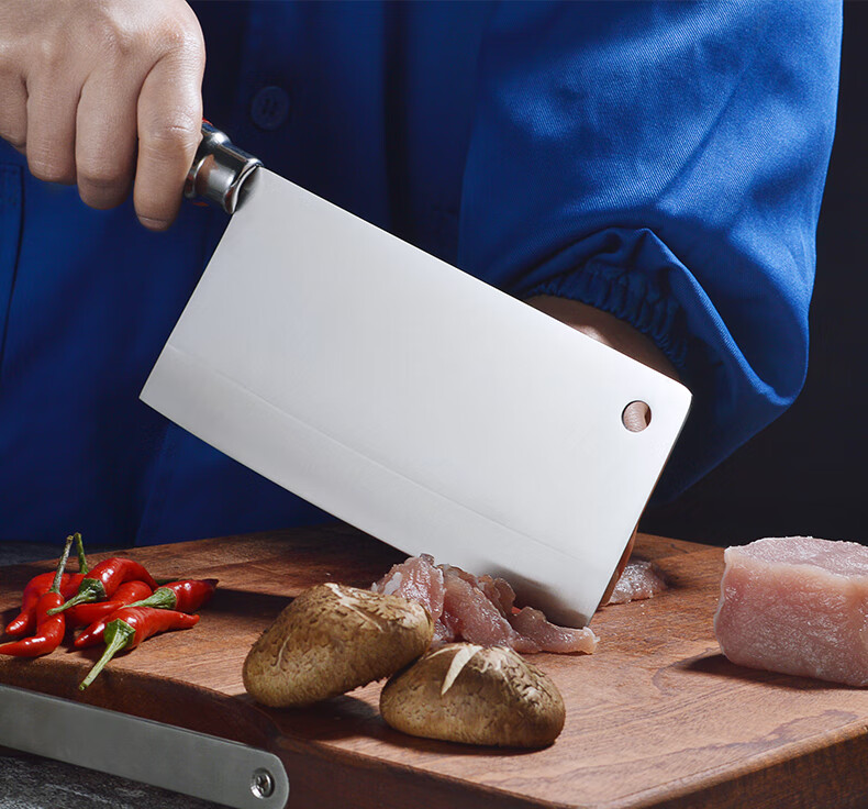 邓家刀 家用菜刀夹层锻打9铬15钼钒不锈钢夹钢切肉