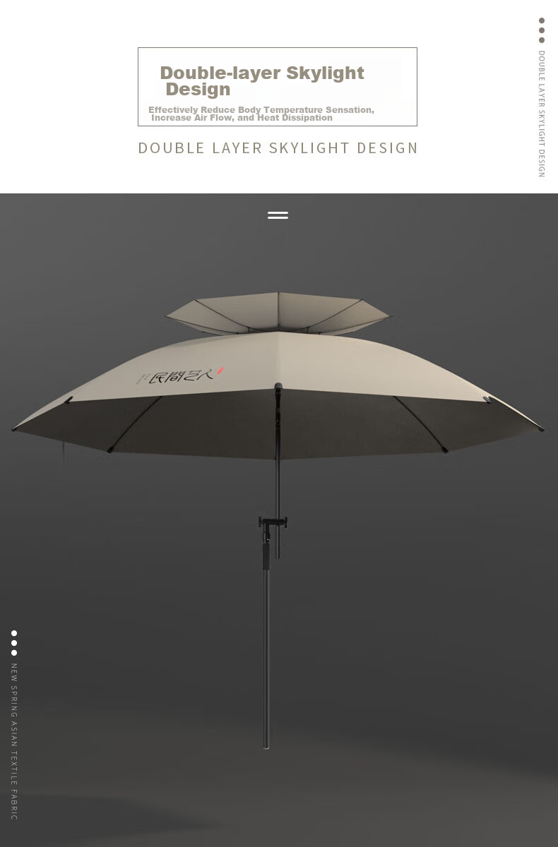 Minjianyiren New Fishing Umbrella, Outdoor Sunshade Umbrella, Walking Stick Fishing Umbrella, Ground Insert, Sun Protection, Windproof, Omnidirectional Double-Bend Rain-Proof, 2.2 Meters 4